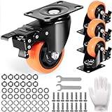 VEVOR 3-Inch Swivel Plate Casters Set