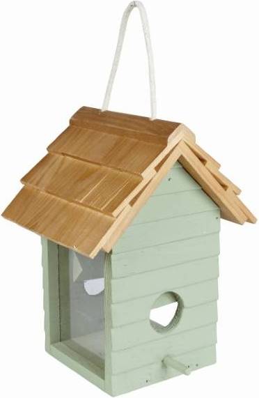 Fuglefoderhus "Beach Hut" Grøn. FSC-certificeret træ.
