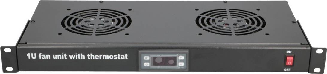 19' Rack Mount Fan Panel 2 Fans With Thermostat