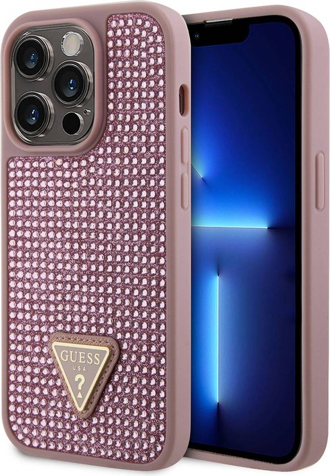 Iphone 15 rosa Guess iPhone 15 Pro Skal Rhinestone Rosa