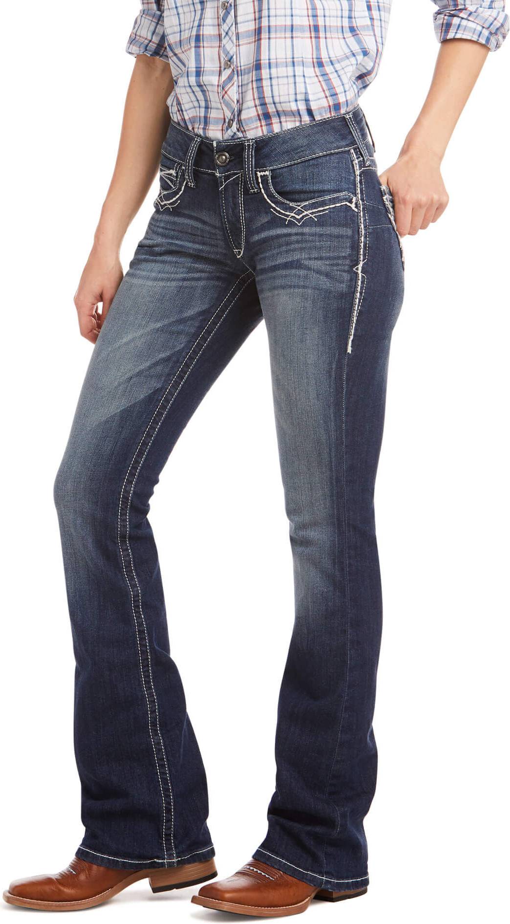 Ariat R.e.a.l. Mid Rise Stretch Entwined Boot Cut Jeans - Marinblått