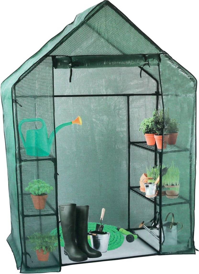 Serra Da Giardino In Pvc E Metallo Verde Con 6 Ripiani Trasparente Robusta