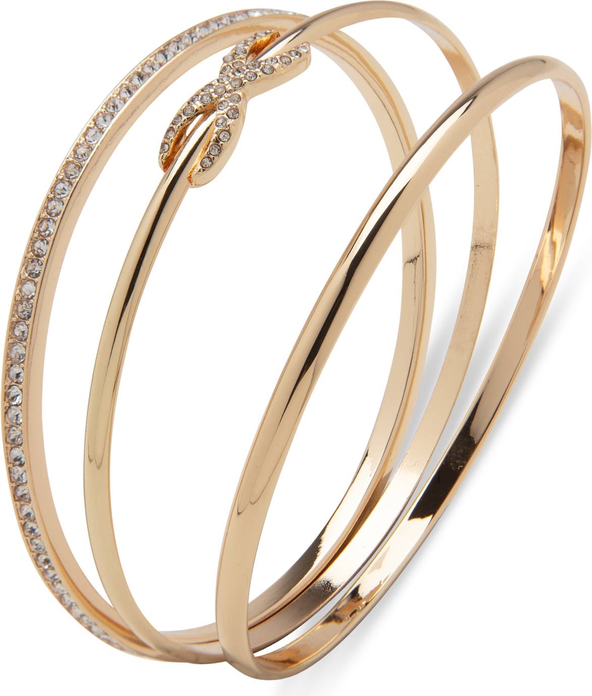 Infinity Knot Bangle Set - Gold/Transparent