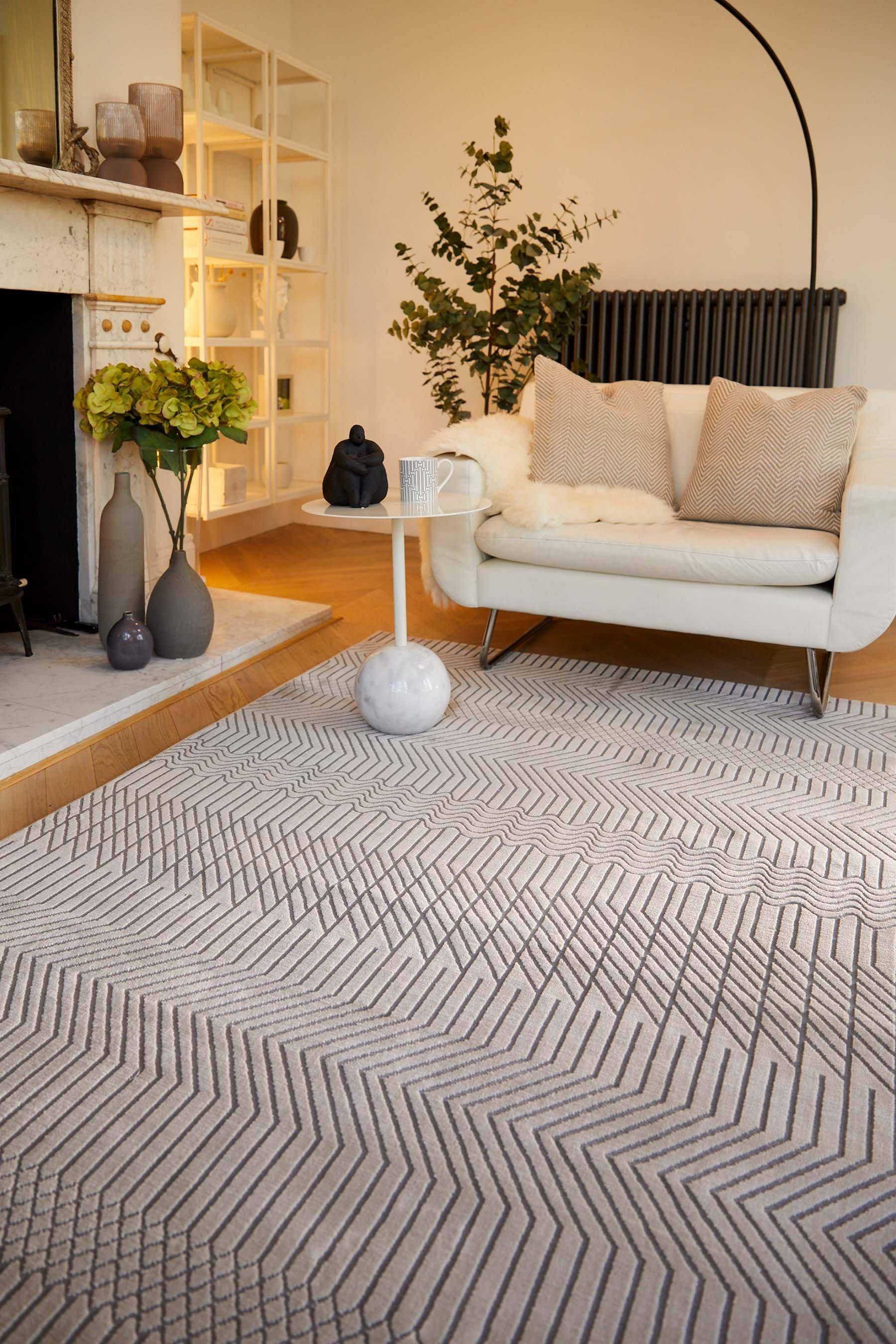 Origins Mamara Geometric Textured Rug Grey
