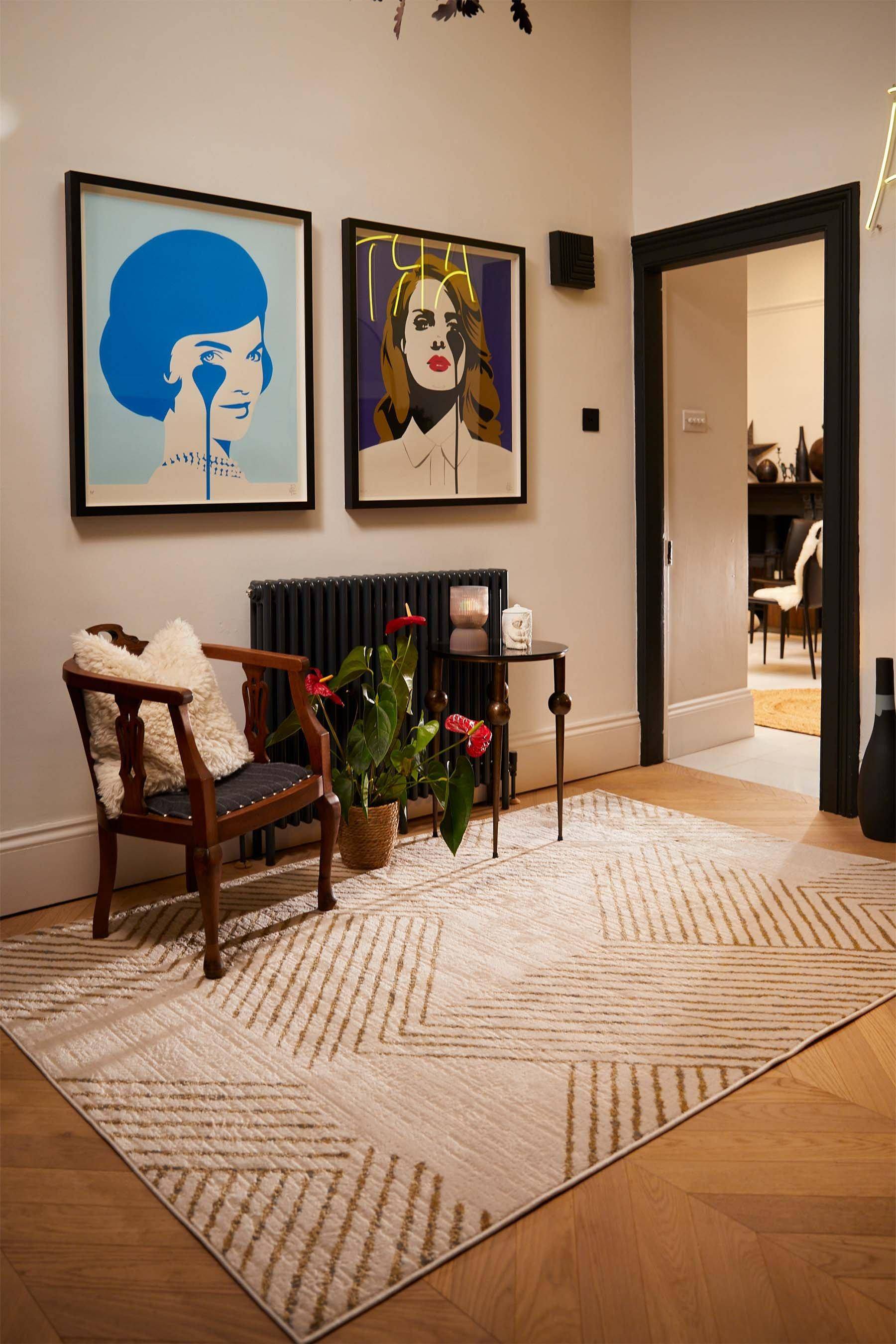 B&Q Delta Abstract Geometric Rug White