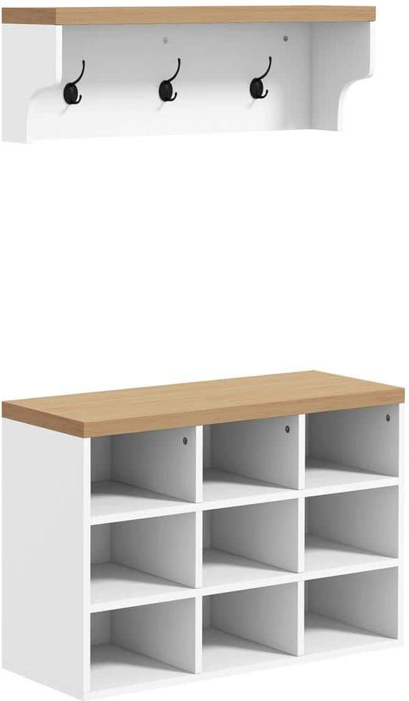 Coat rack shoe bench Homcom 2-in-1 Rack Coat Hook