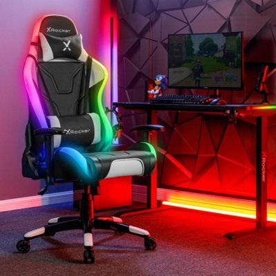 X-Rocker Agility Sport Gaming Stol Med Rgb Lys Sort Hvid