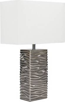 ValueLights Silver Modern Ripple Effect Ceramic Table Lamp