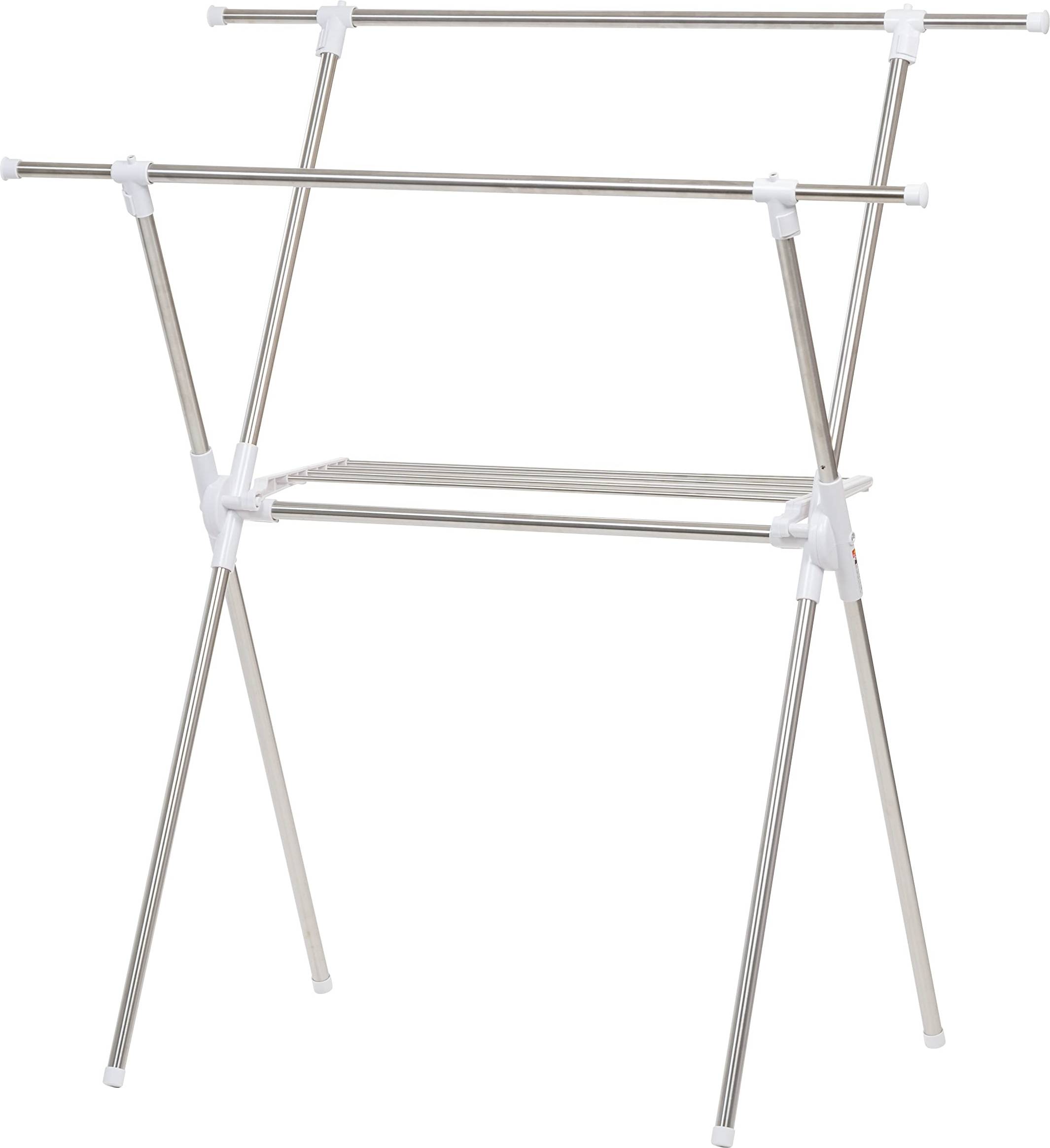 Foldable clothes drying rack Iris IRIS USA Foldable Clothes Drying Rack with Extendable Rods for Large Laundry Loads