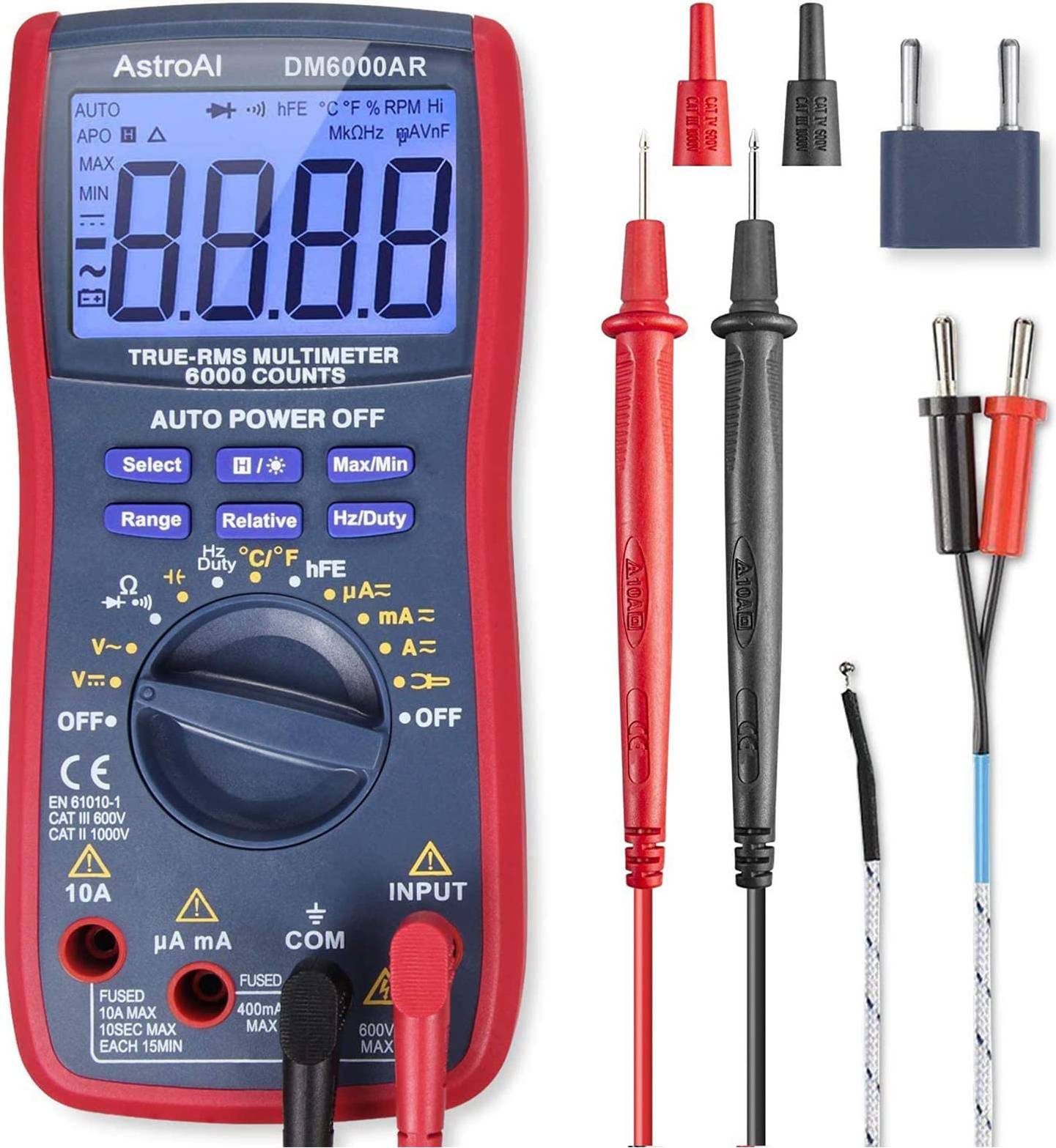 AstroAI Multimeter TRMS 6000 Counts Tester Screen