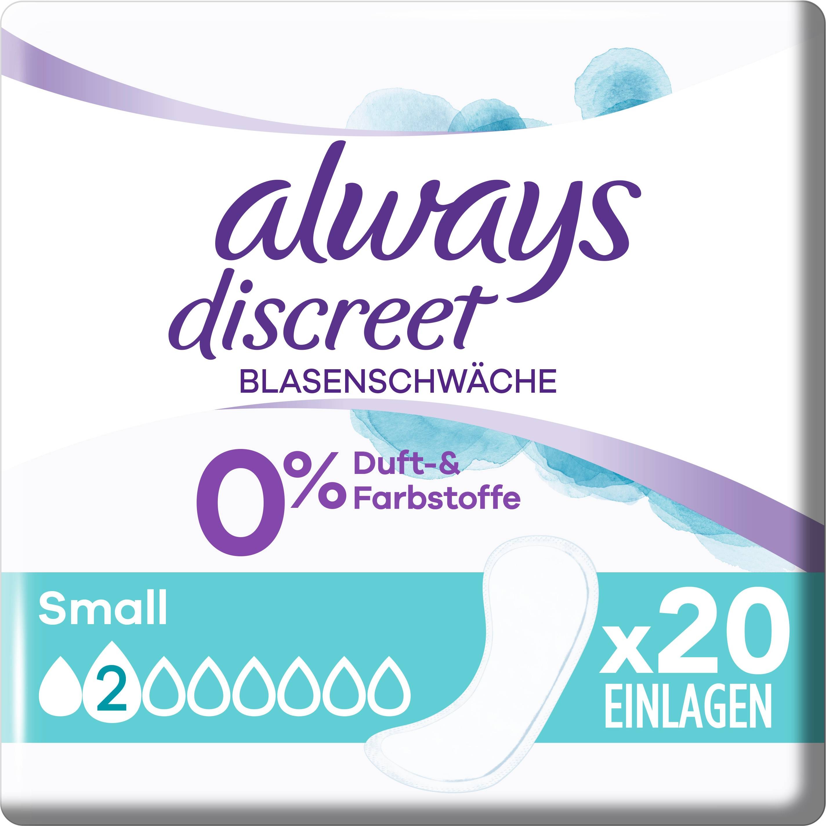 Discreet Small 0% Incontinence Pads 20 Stk