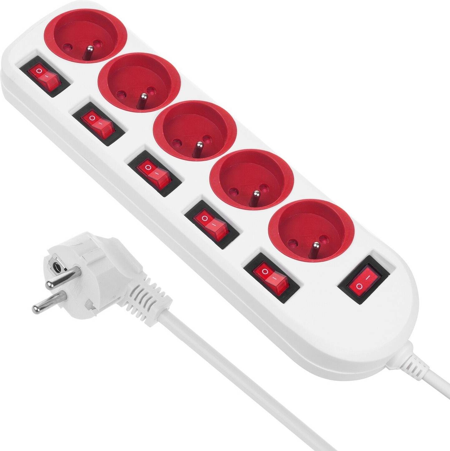 Maclean Power strip 5 socket with switches MCE204 R
