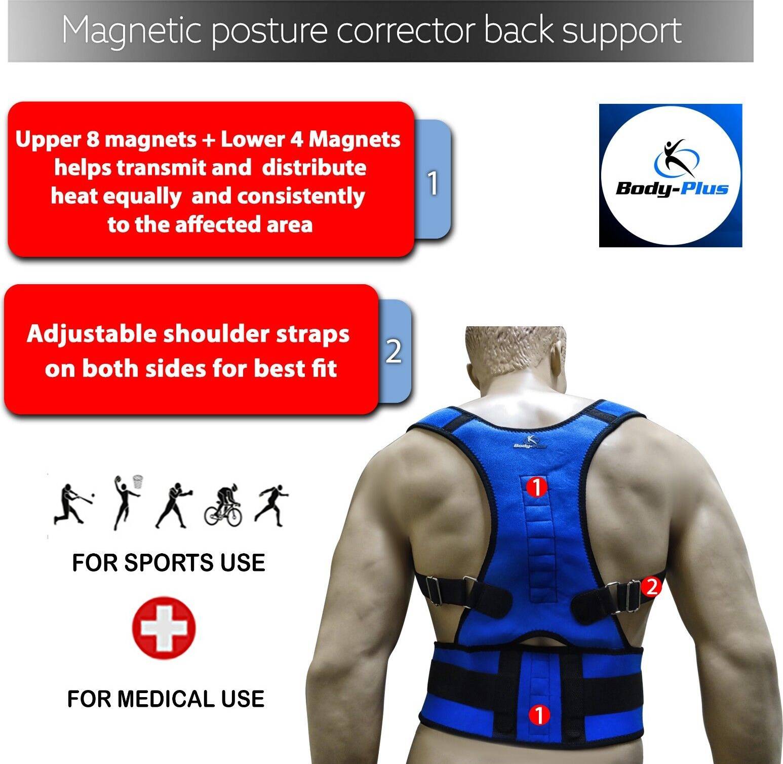 Delta Plus Direct Magnetic Posture Corrector Back Support Small Blue