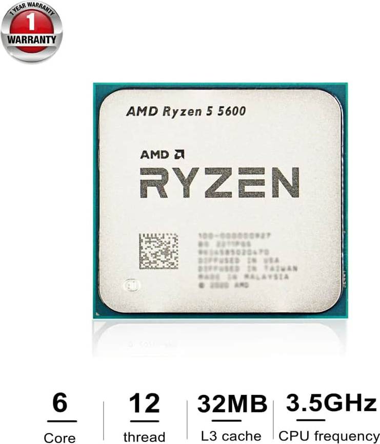 Shein AMD Ryzen 5 R5 5600 3.5GHz 6-Core 12-Thread CPU Processor