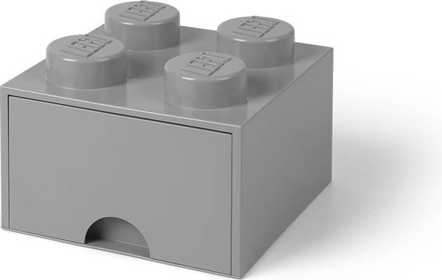 LEGO Brick Drawer 4 Knobs 1 Drawer Stackable Storage Box Stone Grey