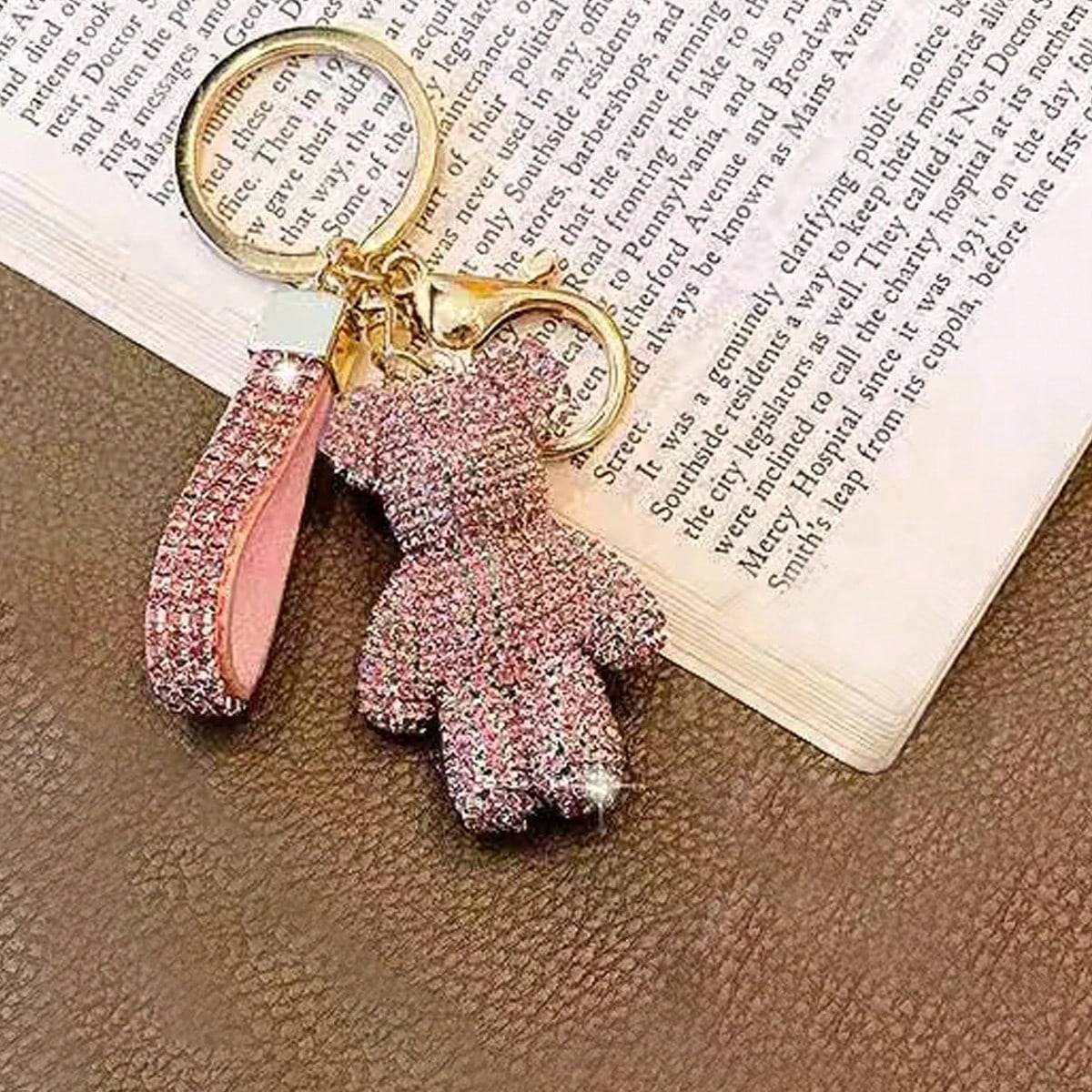 Wallets for women Shein Rhinestone Embedded Bear Shaped Keychain For Women
