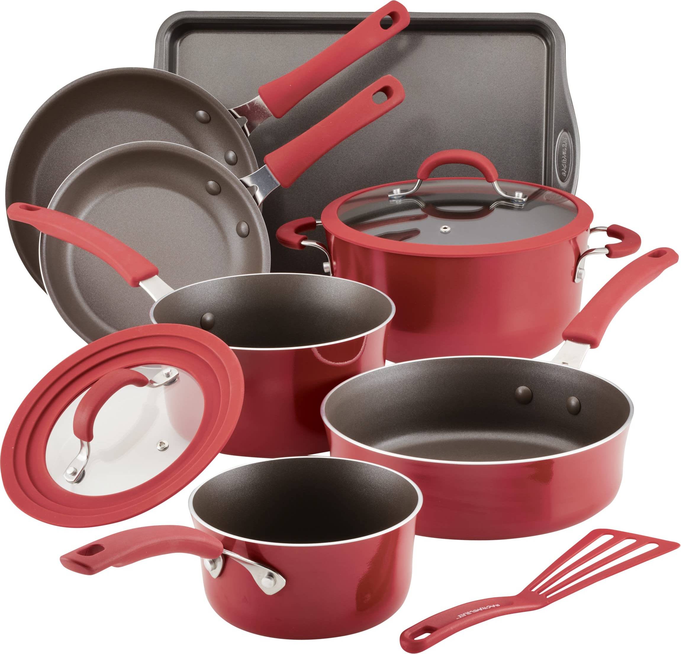 Rachael Ray Cook Create Nonstick 10-Piece Red Cookware Set
