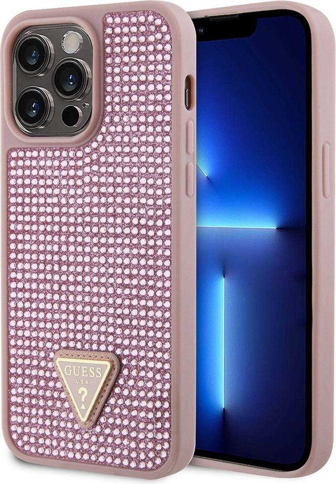 Guess iPhone 15 Pro Max Skal Rhinestone Rosa