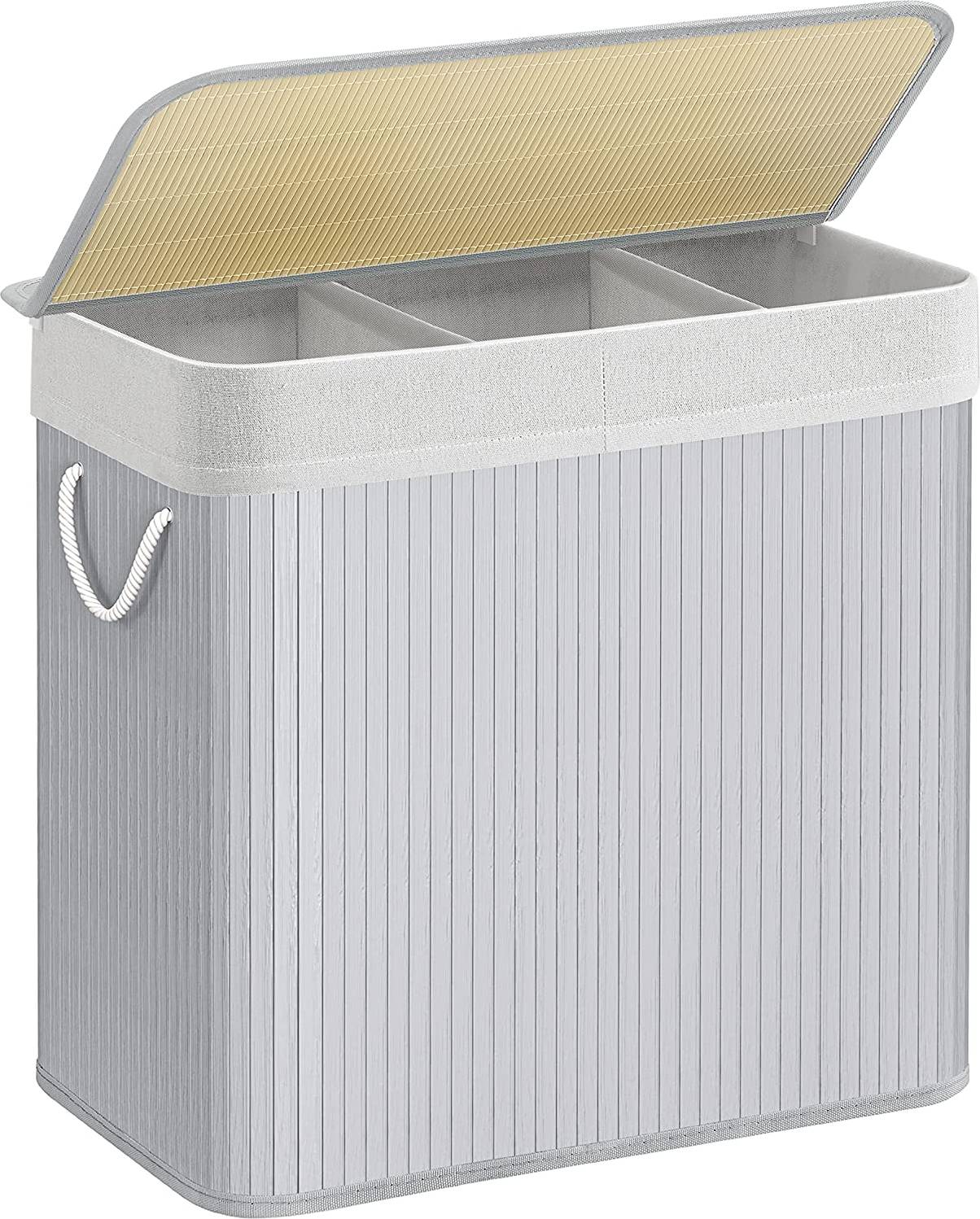 Grey laundry basket with lid Songmics Laundry Hamper Basket