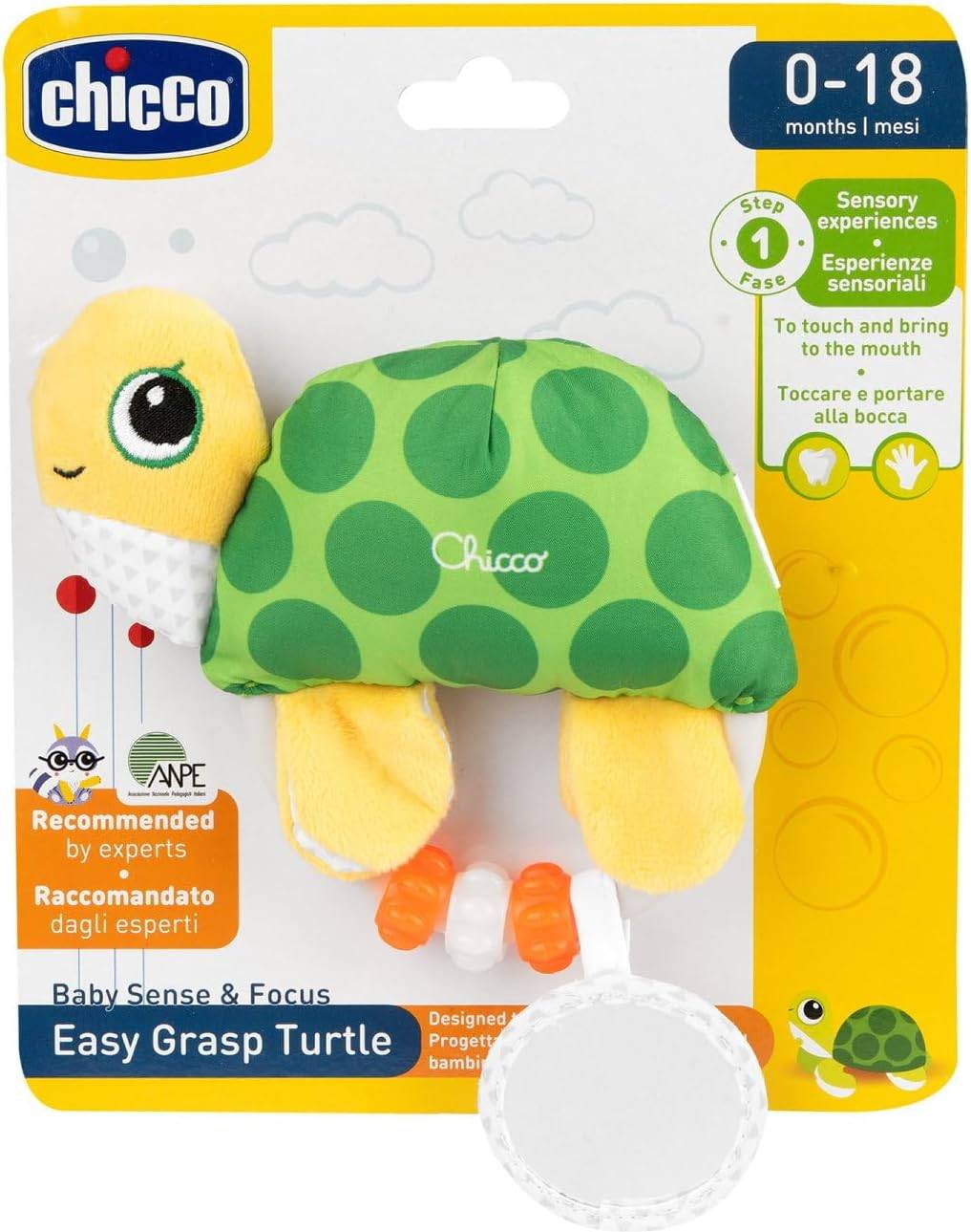 Easy Grasp Turtle Fabric Rattle - Multicolour