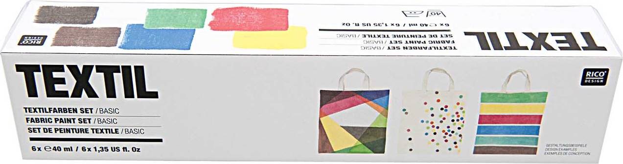 Rico Design Textilfarben basic 6x40ml mehrfarbig