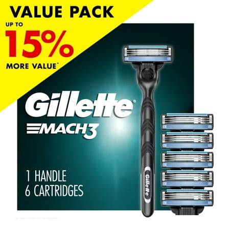 Gillette Mach3 Razor Handle with 6 Blade Refills