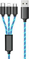 2GO LED USB Multikabel 1m USB-C/Lightning/Micro