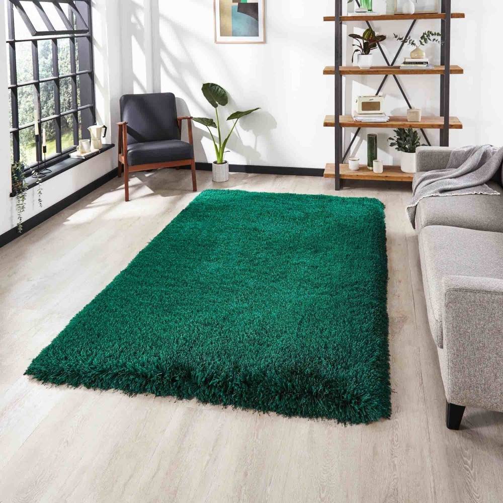 Think Rugs Emerald Fluffy Green