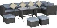 Rattan corner garden sofa OutSunny 10PC Garden Rattan Corner