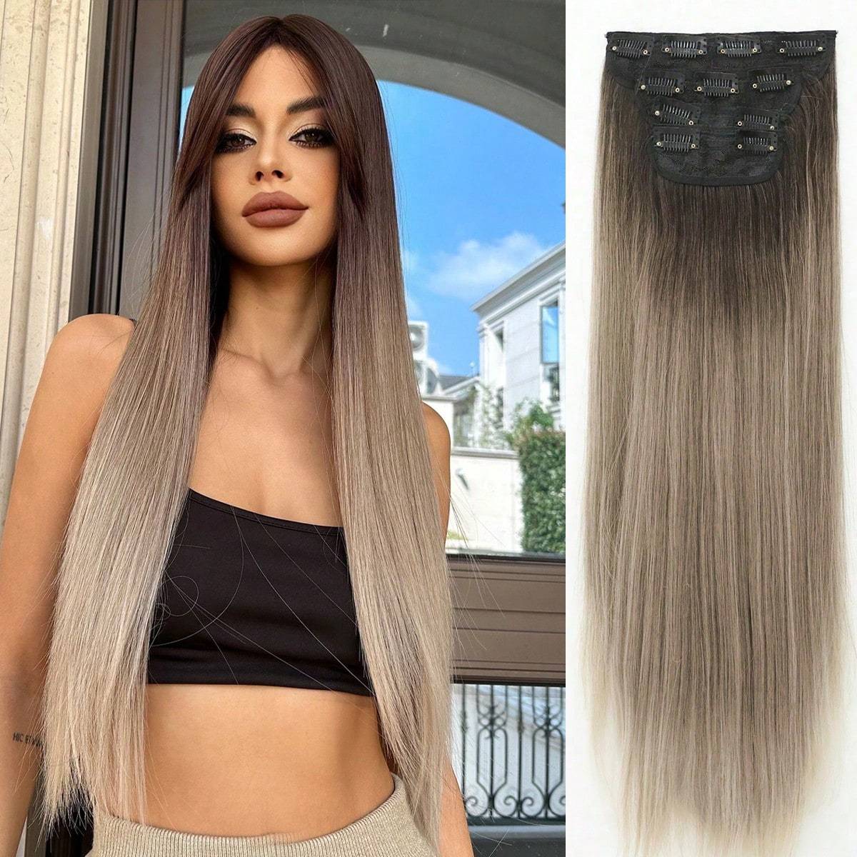 Hair extensions Shein Clip In Hair Extensions 4 PCS Set
