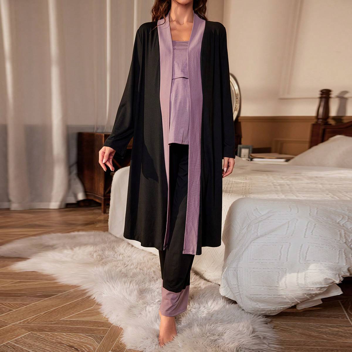 Shein Simple Splicing Maternity Pajama Set