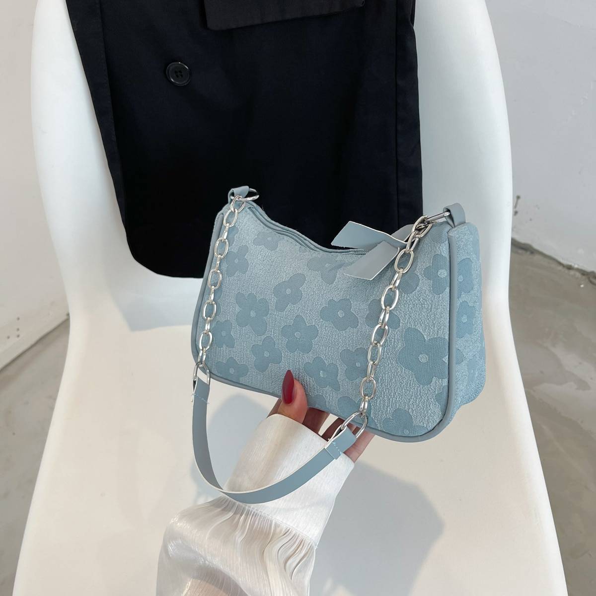 Shein Floral Pattern Chain Decor Bag