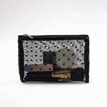 Shein Simple Style Mesh Cosmetic Bag With Heart Shape Pattern