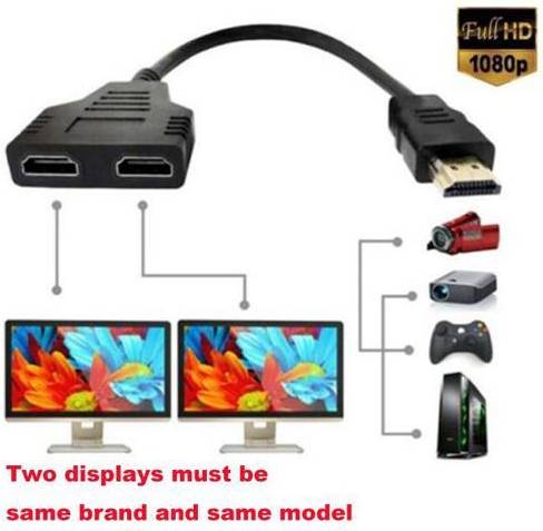 Hdmi splitter HDMI Splitter Cable Adapter 1 Input 2 Output 1080P