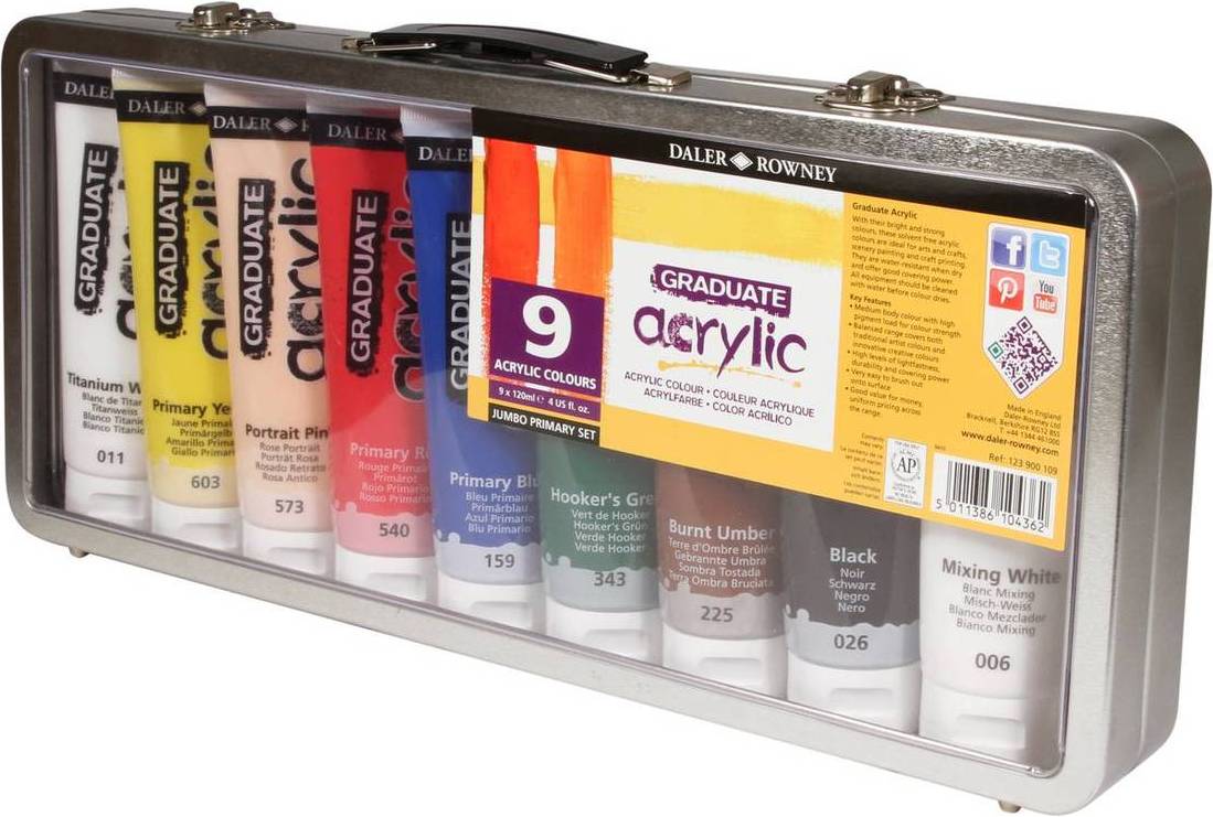 Daler Rowney Daler Rowney Graduate Acrylic Paint 120ml 9 Pack