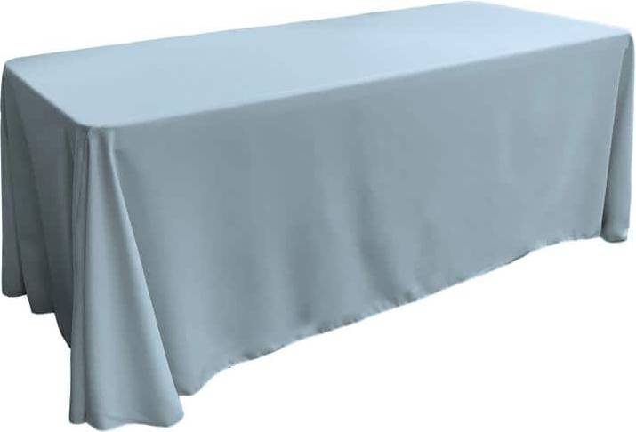 LA Linen Polyester Poplin Rectangular 90 Light Blue Tablecloth Blue