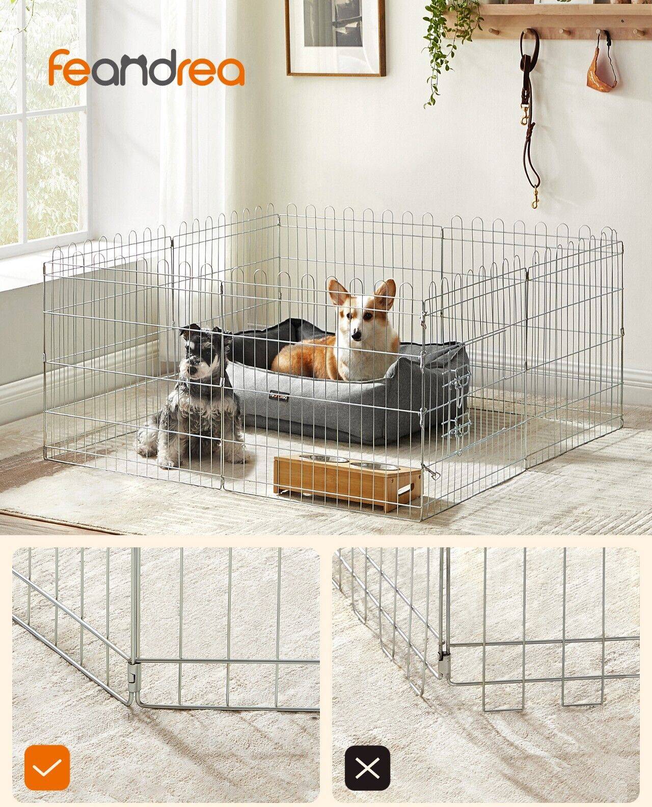 Feandrea Puppy Rabbit Foldable Run Silver
