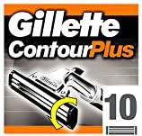 Gillette Contour Plus Razor Blades Men, Pack of 10 Razor Blade Refills with Lubrastrip & Comfort System