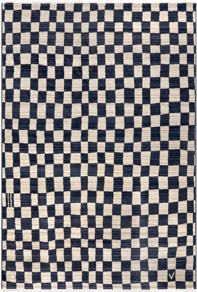 Nuloom Brooklyn Rug Dominique Abstract Checkered Fringe Blue