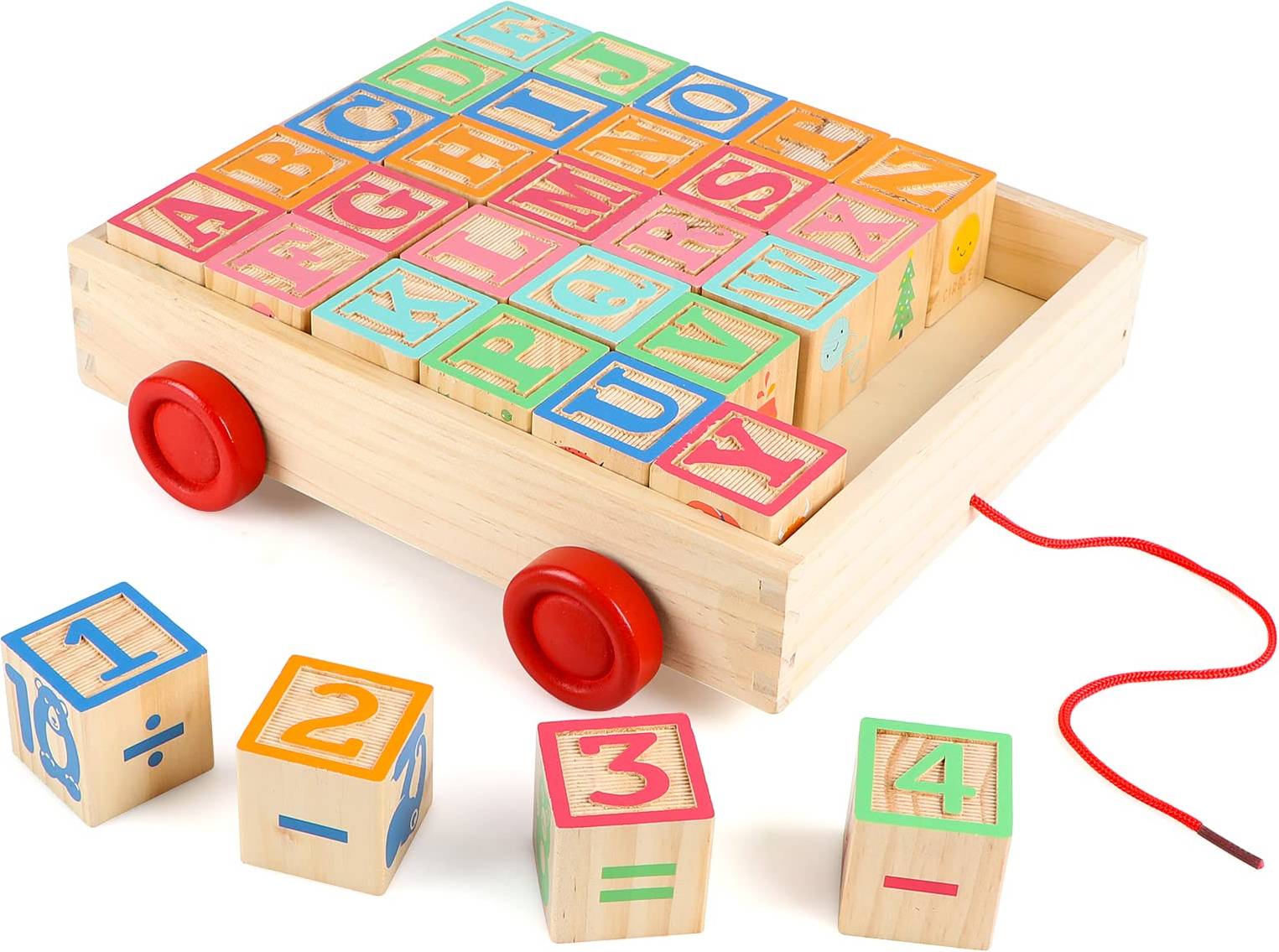 Wagon for kids Wooden Building Baby Stacking Blocks Set
