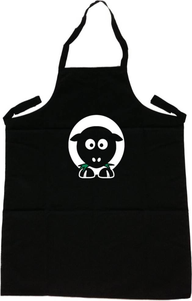 TeeTreeDesigns Cartoon Sheep Apron Black