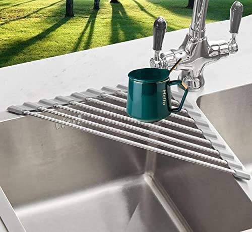 Over the sink dish rack Over The Sink Drying Rack Foldable Dish Drainer