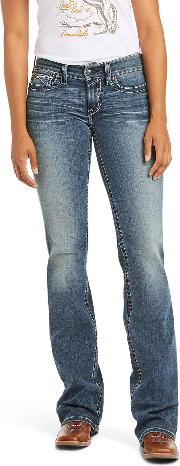 Ariat R.E.A.L Mid Rise Whipstitch Boot Cut Jeans