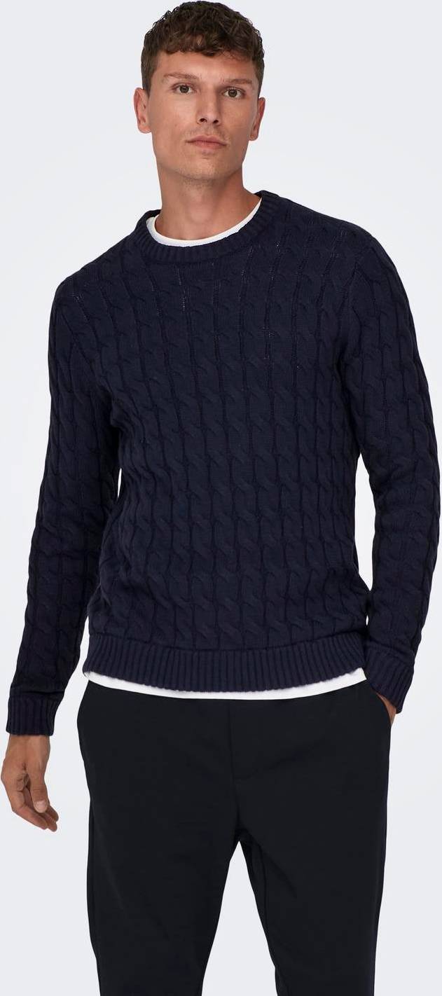 Only & Sons Normal Passform Rundringning Pullover Blå
