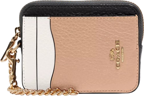 Zip card case Coach Zip Card Case In Colorblock - Gold/Chalk Multi