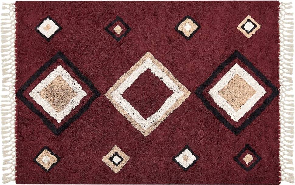 Beliani Cotton Rug Red cm
