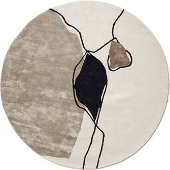Classic Collection Abstract Rund Ivory Matta Beige, Hvid