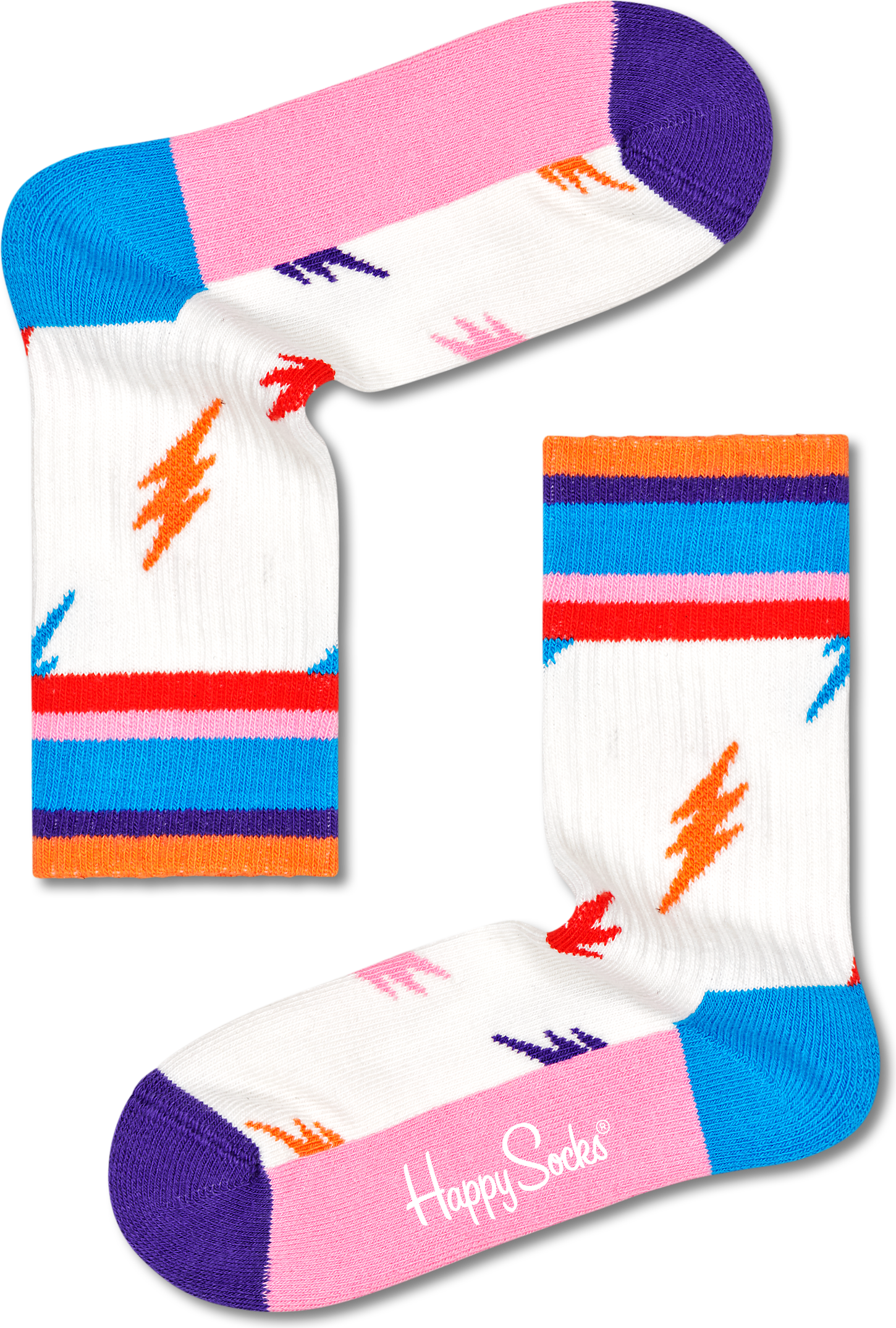 Happy Socks White Lightning Kids Rib