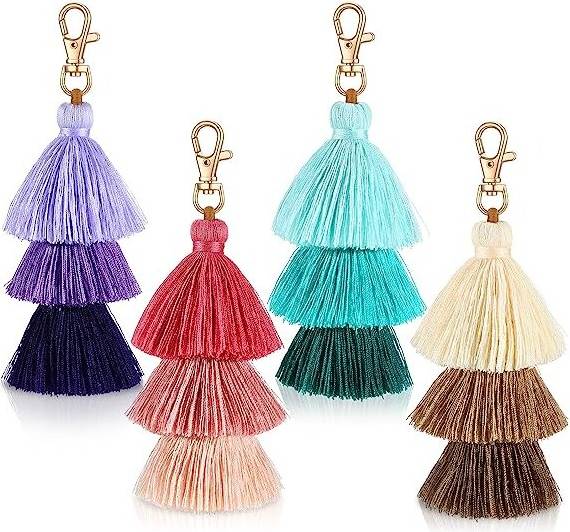 Patriot 4 Pack Tassel Keychain Colorful Backpack Keychains
