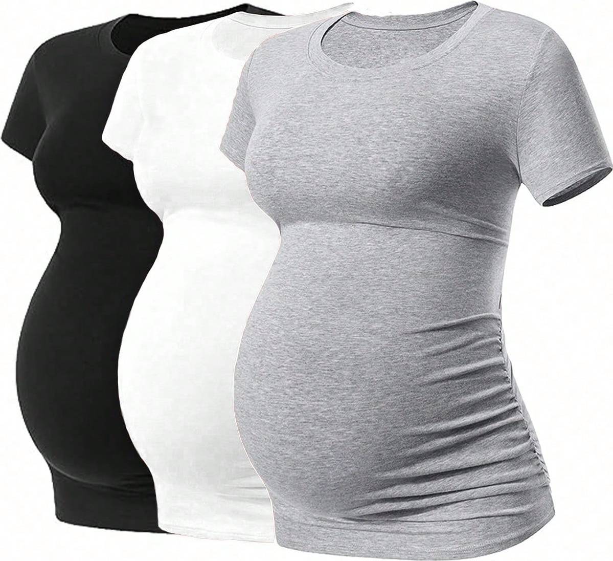Shein Maternity Solid Ruched Tee 3pcs